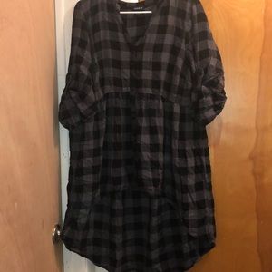 LEXIE - GREY PLAID BABYDOLL TWILL TUNIC